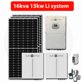 16Kva Sunsynk Solar System - 15Kw Lithium 32x 550w + Installation Kit