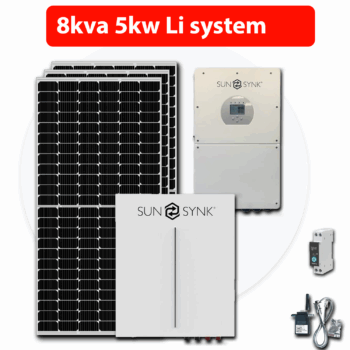 8Kva Sunsynk - 5.12Kw Lithium 12x 550w Solar System + Installation Kit