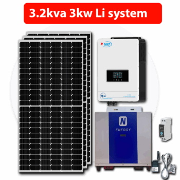 3Kva Solar System - 2.5Kw Lithium 6x 450w + Installation Kit