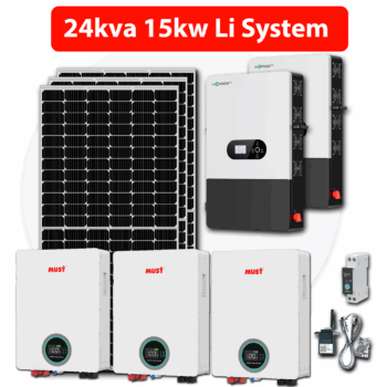 24Kva Solar System - 15Kw Lithium 24x 550W + Installation Kit