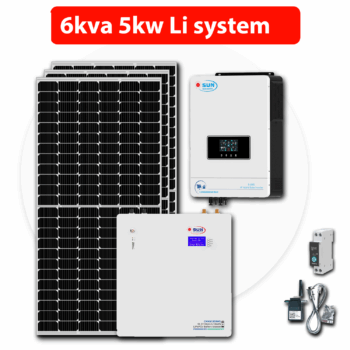 6Kva Sun 5Kw Solar System - 5.1kw Lithium 4x 550w + Installation Kit
