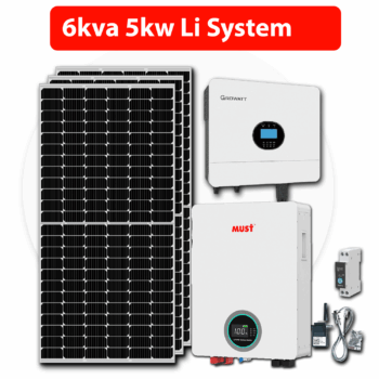 6Kva Growatt Solar System 5Kw Lithium 8x550w + Installation Kit